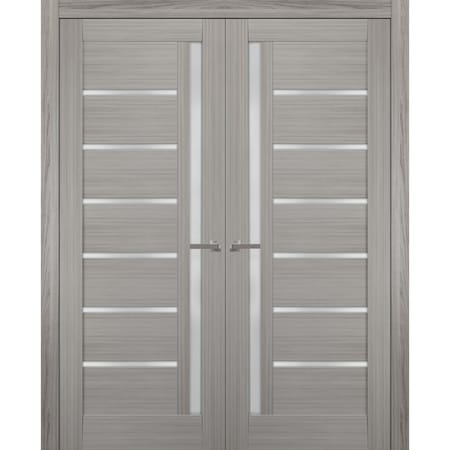 Sartodoors Double French Interior Door, 64" x 96", Gray QUADRO4088DD-SSS-6496